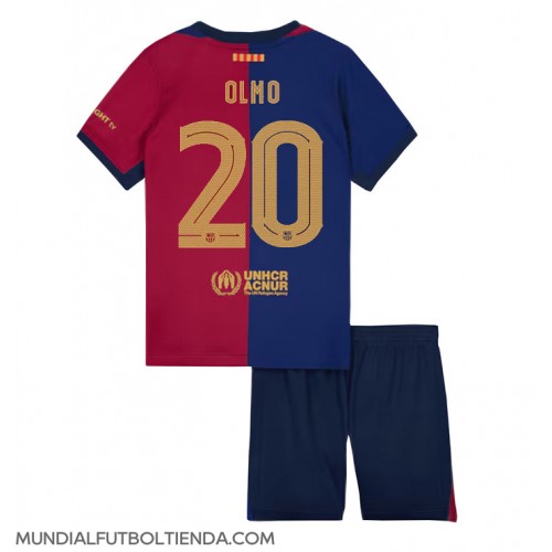 Camiseta Barcelona Dani Olmo #20 Primera Equipación Replica 2024-25 para niños mangas cortas (+ Pantalones cortos)